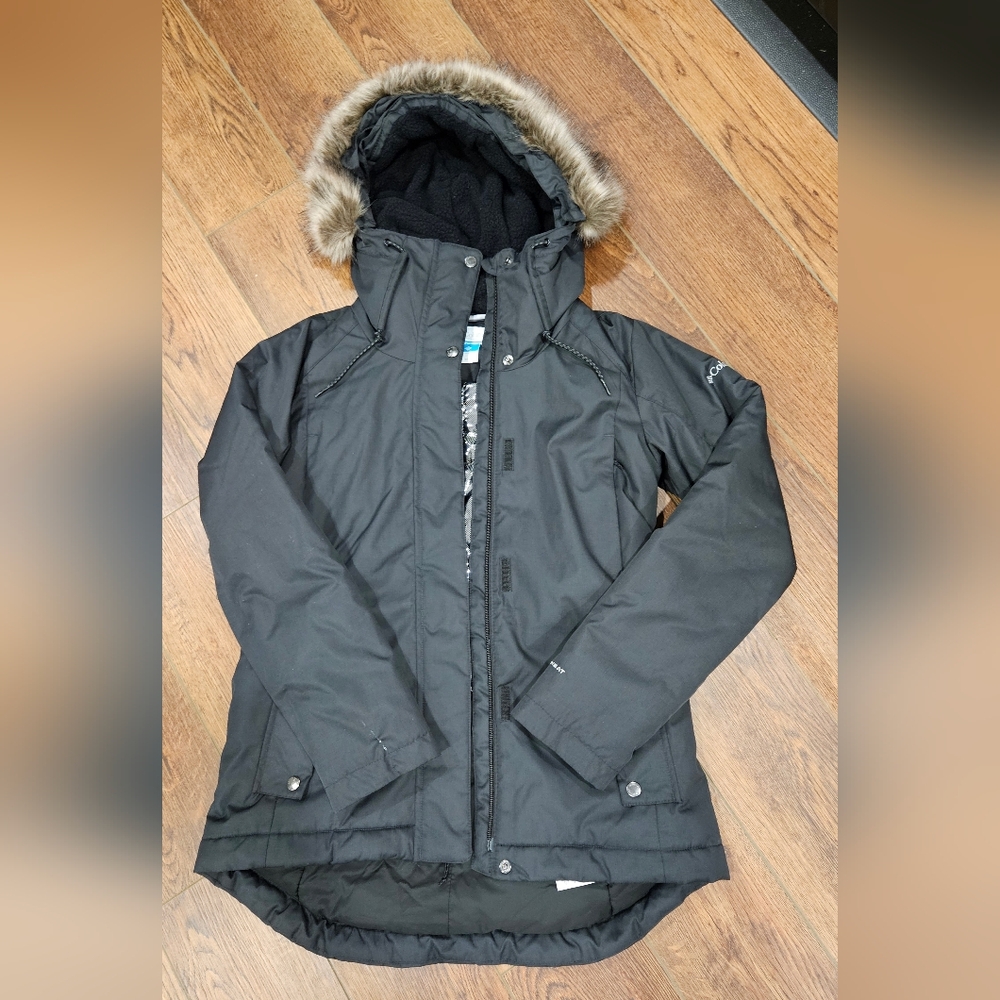 Columbia Suttle II Mountain Jacket Women's XS Black Winter Coat with Fur Hood